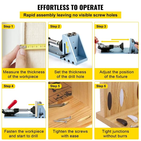 Pocket Hole Jig Kit, M4 justerbart & lättanvänt träbearbetningssystem, aluminiumstansning, fogvinkelverktyg för DIY.