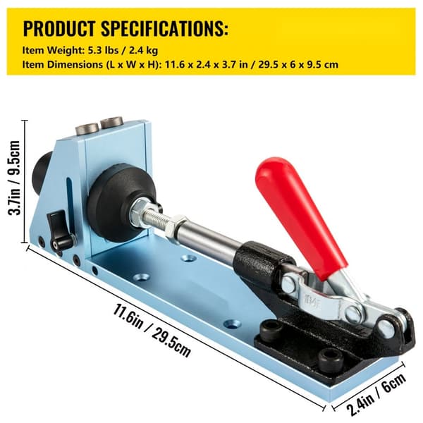 Pocket Hole Jig Kit, M4 justerbart & lättanvänt träbearbetningssystem, aluminiumstansning, fogvinkelverktyg för DIY.