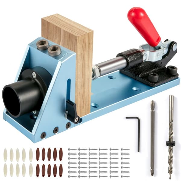Pocket Hole Jig Kit, M4 justerbart & lättanvänt träbearbetningssystem, aluminiumstansning, fogvinkelverktyg för DIY.