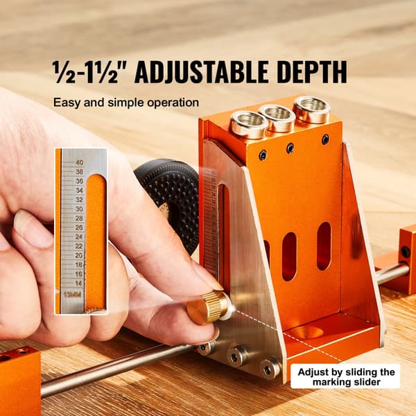 Pocket Hole Jig-sæt med 34 dele: Inkluderer 11" C-klemme, bor, skruenøgler og værktøjskasse til gør-det-selv-projekter. Justerbart system.