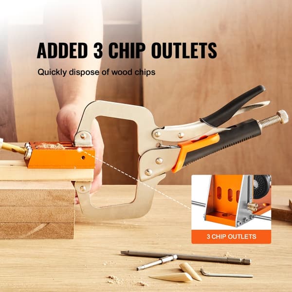 Pocket Hole Jig-sæt med 34 dele: Inkluderer 11" C-klemme, bor, skruenøgler og værktøjskasse til gør-det-selv-projekter. Justerbart system.