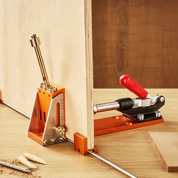Pocket Hole Jig-sæt med 34 dele: Inkluderer 11" C-klemme, bor, skruenøgler og værktøjskasse til gør-det-selv-projekter. Justerbart system.