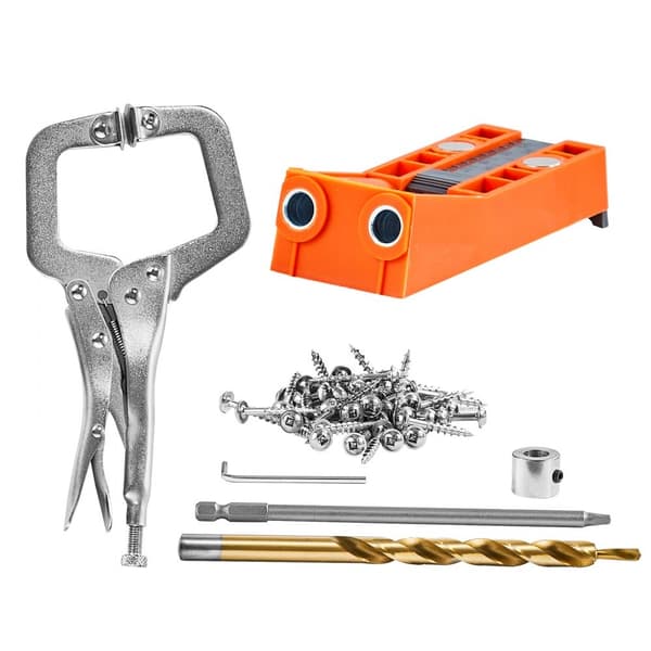 Pocket Hole Jig, 56 st Mini Jig system med 9" C-klämma, borr, skiftnyckel, skruvar för DIY-snickarprojekt.