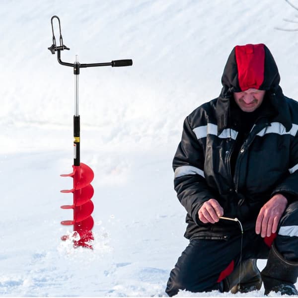 Jääpora 8,8 cm nailoniterällä, 41 cm pitkä, säädettävä jatkotanko, kumikahva ja vaihdettava terä jääkaloille.