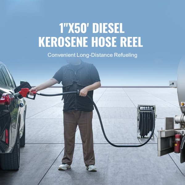 Schlauchtrommel 25,4 mm x 15,24 m, max. tryck 300 PSI för luft, diesel och kerosin, idealisk för verkstad och garage.