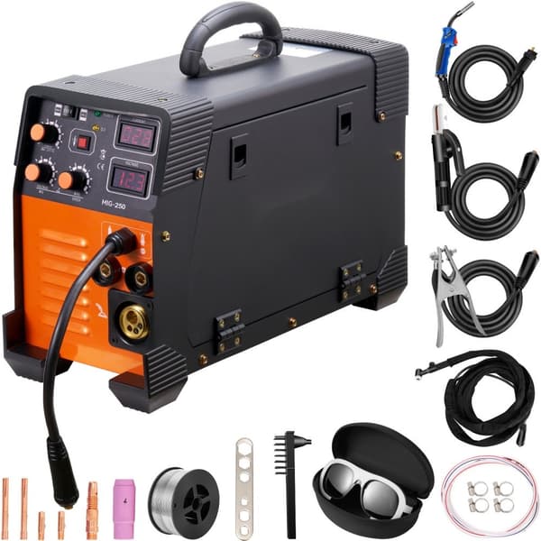 MIG svejser 250 Amp - 3 i 1 MIG/TIG/Arc svejsemaskine, 220V, digitalt display, IGBT DC inverter, perfekt til præcisionssvejsning.