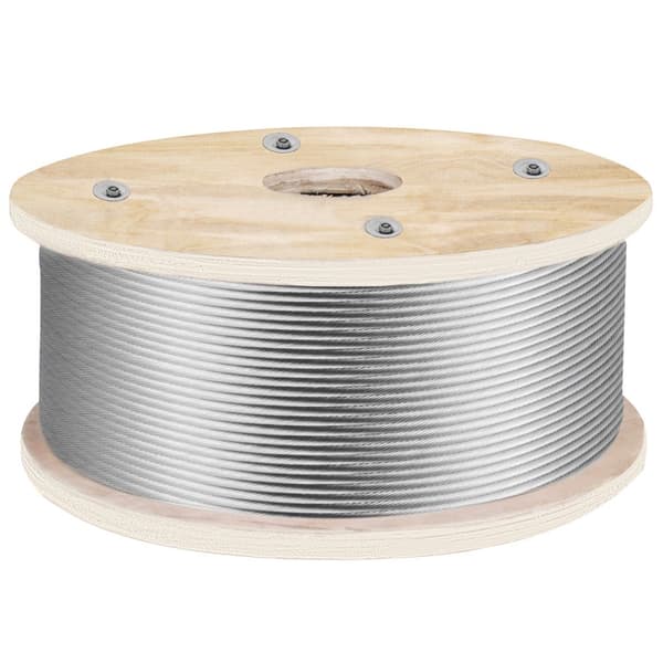 152mx4,8mm stålvajer 1x19-konstruktion T316 rostfritt stål polerad yta 1905,1kg brustålighet för tvättlinor och stängsel.