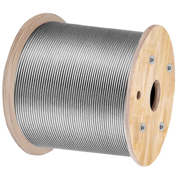 Ruostumattomasta teräksestä valmistettu 3/16" 1x19 kaapeli, 1000 jalkaa.