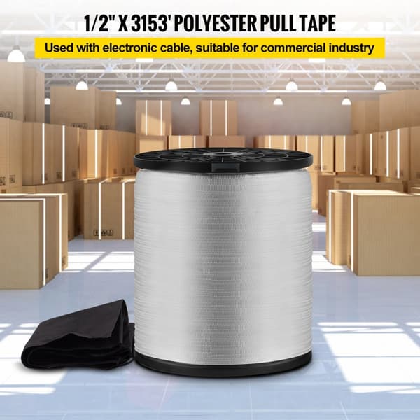 1250Lbs polyesterivetoteippi, 3153' x 1/2" litteä teippi monikäyttöiseen työskentelyyn kaikissa sääolosuhteissa.