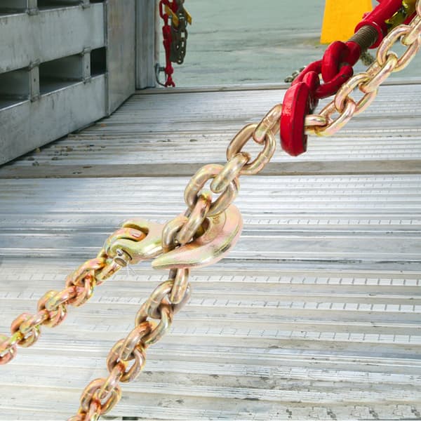 Transportbindersæt, 7100 lbs belastning, 3/8''x20' G80 kæde med kroge, DOT-godkendt, galvaniseret manganstål til havnebyggeri, 2 stk.