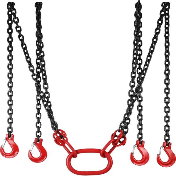 4M lyftkedjeslinga, 8MM hängande kedja, 5T G80 motorkedjelyft i stål, lyfter 5 ton med 4 ben och justerare.