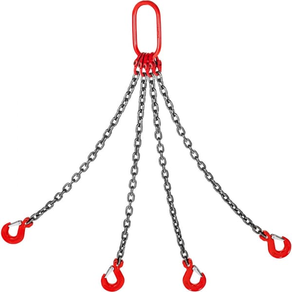 4-bens kedjesele G80 med slingkrok, 8MM X 1M, lyftkedja, Kran Grade 80 4T/8800LBS, Heavy Duty kedjeslinga.
