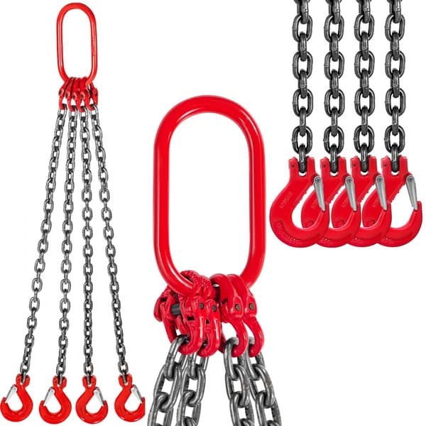 4-bens kedjesele G80 med slingkrok, 8MM X 1M, lyftkedja, Kran Grade 80 4T/8800LBS, Heavy Duty kedjeslinga.