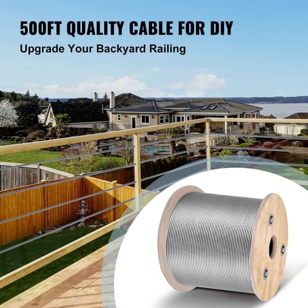 T316 Rostfri stålkabel 1/8" 7x7 500FT Kabelräcke Transportvajer för räcke Trädgård DIY Balustrad