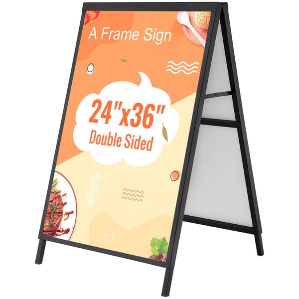 A Frame Fortovsskjold, 24x36 tommer, holdbart dobbeltsidet skilt til udendørs sandwichreklame (kun ramme).