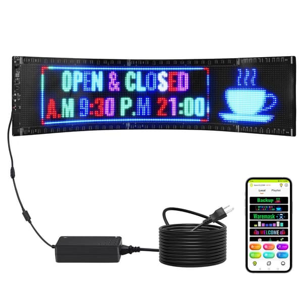 Ohjelmoitava LED-kyltti 83,5x20cm, rullaava P5 Full Color näyttötaulu.