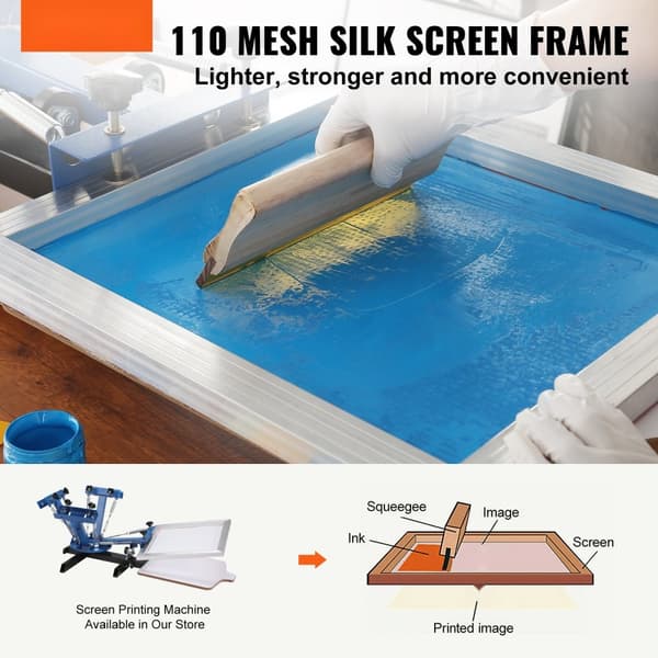 Skærmtrykssæt med silke ramme 10x14in, 110 mesh, 6 stk. Perfekt til kreativ print på tekstiler!