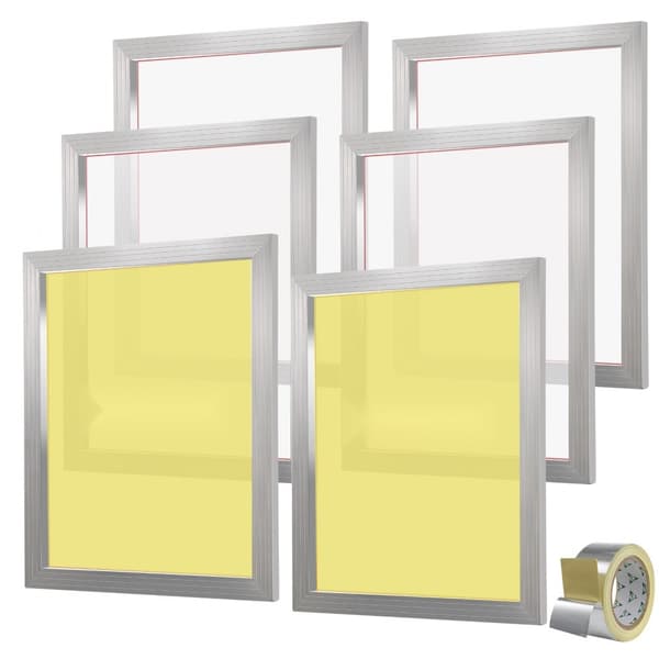 Screentryckskit, 6 delar aluminiumramar, 20x24 tum med 160 Count mesh, högspännings nylon och tejp för t-shirts DIY.