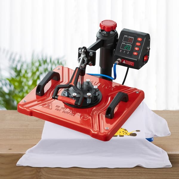 Värmpress 12X15 tum, 10 i 1, 1000W, svängbar med 360°, för T-shirts, muggar, kepsar och DIY-projekt.