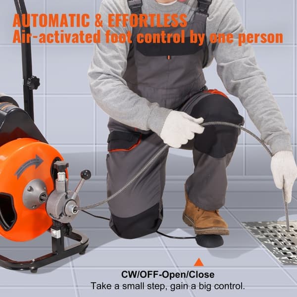 Avloppsrengöringsmaskin Elektrisk avloppsskruv 75 FT x 3/8 Tum med automatisk matning