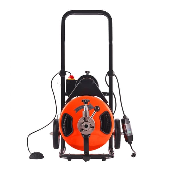 Afløbsrensermaskine Elektrisk 75 FT x 1/2" med automatisk fodring til effektiv kloakrensning.