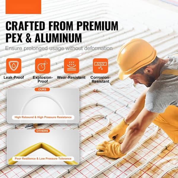 PEX-AL-PEX rør, 300 m, 5/8'' aluminium-plast komposit med iltspærre. Ideel til gulvvarme. Tykkelse: 0,08''. Perfekt til VVS.