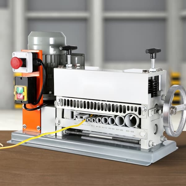 Automatisk kabelafisoleringsmaskine, 0,06''-1,42'', 370 W el-motor, 88 ft/min skræller, manuel håndsving, 11 kanaler til kobberskrot.