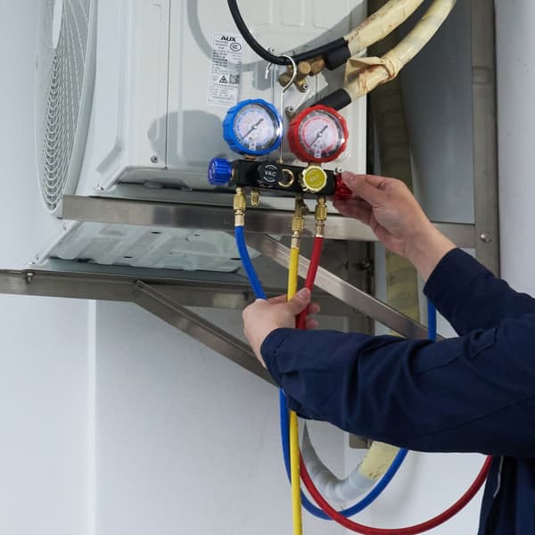 4-vejs AC-måler - Sæt til R134A, R22, R12, R410A. Inkl. 5 fods slanger og koblinger til bilopladning og evakuering af Freon.