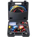 Miniatyrbillede 9 af 9: 4-vejs AC-måler - Sæt til R134A, R22, R12, R410A. Inkl. 5 fods slanger og koblinger til bilopladning og evakuering af Freon.
