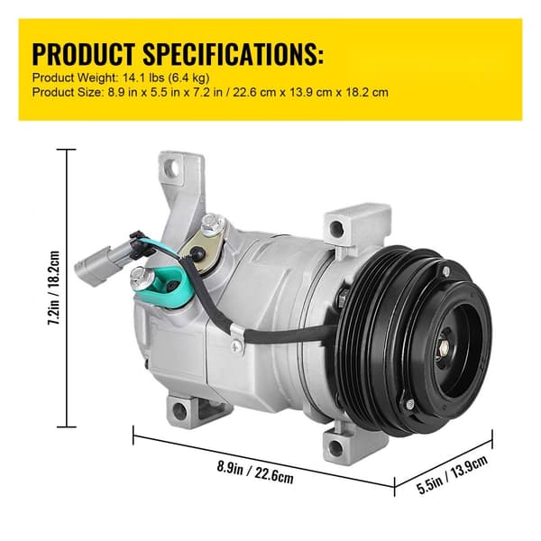 AC-kompressori 78363, etu-ilmastointikompressori 2000-2014 Cadillac, Chevy, GMC, Hummer 4.8L-8.1L.