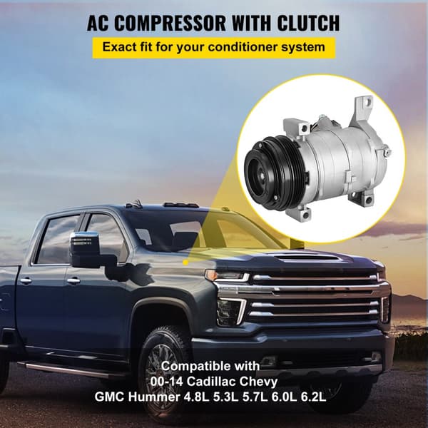 AC-kompressori 78363, etu-ilmastointikompressori 2000-2014 Cadillac, Chevy, GMC, Hummer 4.8L-8.1L.
