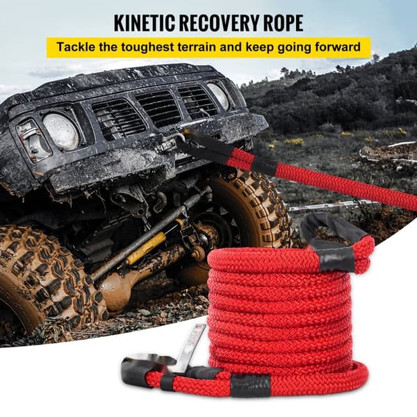 1" x 31,5' genopretning af slæbetov, 33.500 lbs, kraftigt nylon kinetisk reb med løkker og beskyttelse, til lastbiler og ATV/UTV