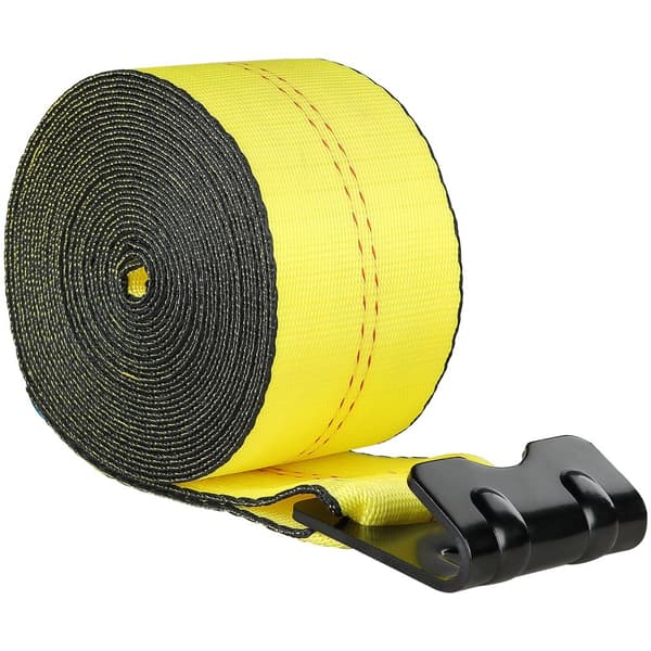 Spilstropper, 4" x 40', 6000 lbs kapacitet, 18000 lbs styrke, flad krog, trailerbindinger, gul (10 pakke)
