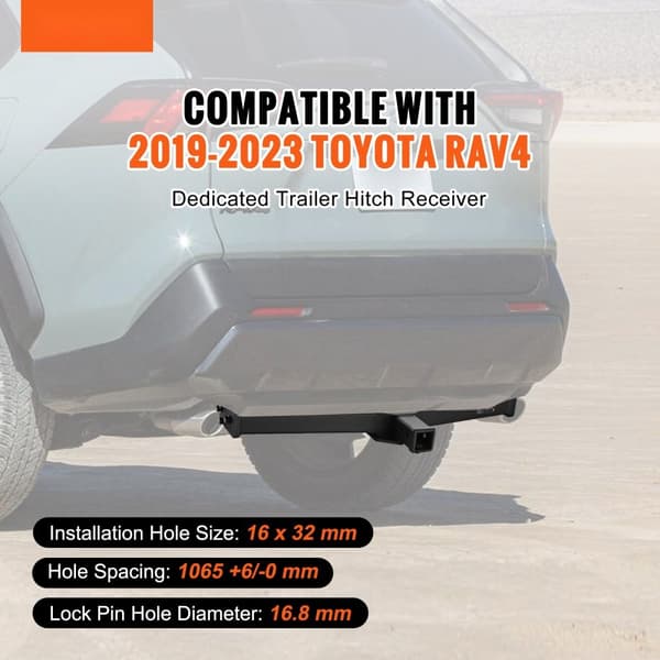 Luokka 3 vetokoukku, 2" vastaanotin, Q455B teräsputkirunko, yhteensopiva 2019-2023 Toyota RAV4, 6000 lbs, Multi-Fit.