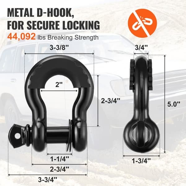 Off-Road Recovery Kit, 3" x 30', kraftig vinsch med 30 000 lbs kapacitet, D-ringshaklar, förvaringsväska för SUV:ar.