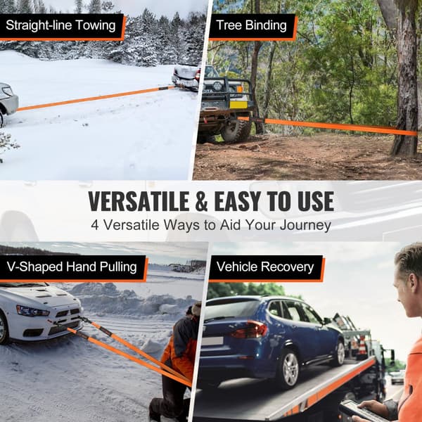 Off-Road Recovery Kit, 3" x 30', kraftig vinsch med 30 000 lbs kapacitet, D-ringshaklar, förvaringsväska för SUV:ar.