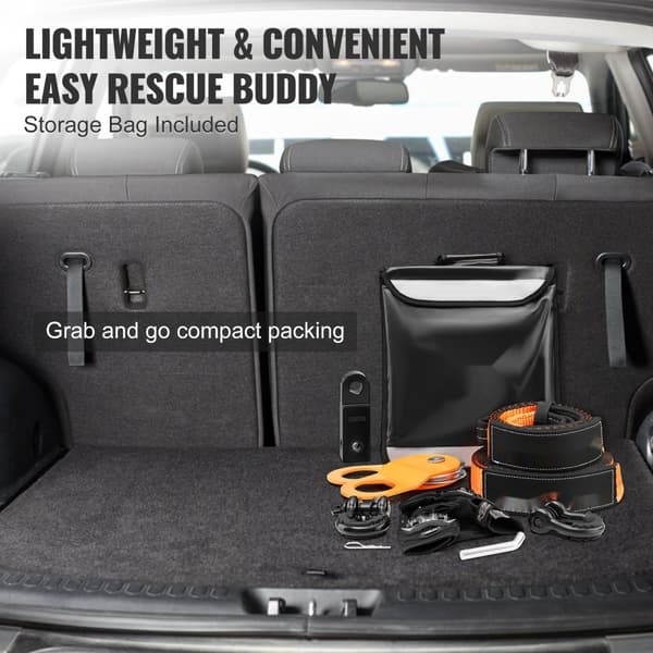 Off-Road Recovery Kit, 3" x 30', kraftig vinde, 30000 lbs trækstropper, 44092 lbs D-ring sjækler pulleysystem, handsker opbevaring til ATV Jeep Truck