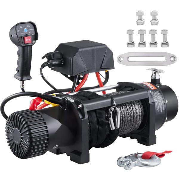 Sähkövinssi 12V, 10 000 lb, IP67, langaton kaukosäädin, nailonköysi, Jeep & ATV-hinausveneen käyttöön.