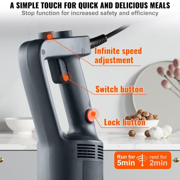 Kommerciel Heavy Duty nedsænkningsblender 500W med variabel hastighed – perfekt til professionelle køkkener!