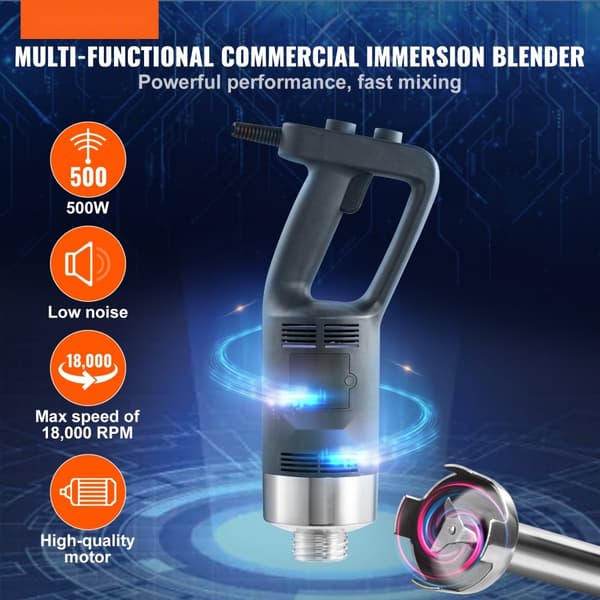 Kommerciel Heavy Duty nedsænkningsblender 500W med variabel hastighed – perfekt til professionelle køkkener!