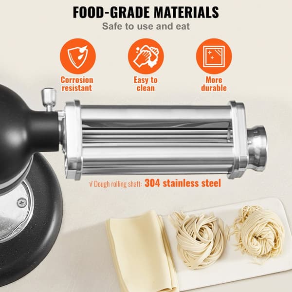 Pastatillbehör för KitchenAid, rostfritt stål, pastaplåtsrullar, justerbar tjocklek, maskintillbehör till pastamaskin.