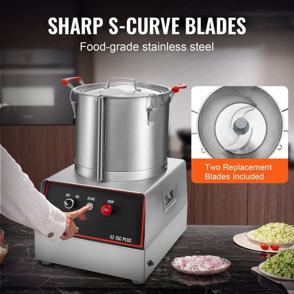 Madprocessor: Grøntsagshakker, 1400W, 16 kvart blender i rustfrit stål - optimal til madlavning!