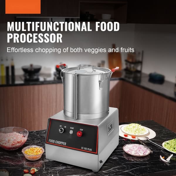 Madprocessor: Grøntsagshakker, 1400W, 16 kvart blender i rustfrit stål - optimal til madlavning!