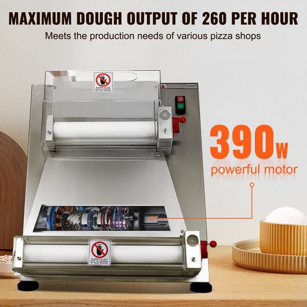15 tommers automatisk pizzadejrulleark - kommerciel pizzadejpresse til perfekt bagning.