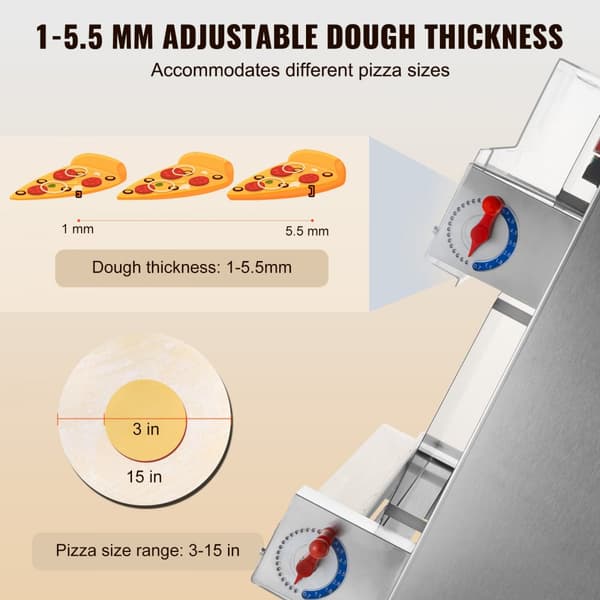 15 tommers automatisk pizzadejrulleark - kommerciel pizzadejpresse til perfekt bagning.