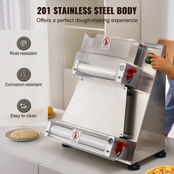 15 tommers automatisk pizzadejrulleark - kommerciel pizzadejpresse til perfekt bagning.