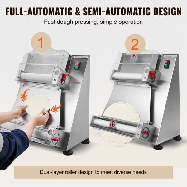 15 tommers automatisk pizzadejrulleark - kommerciel pizzadejpresse til perfekt bagning.
