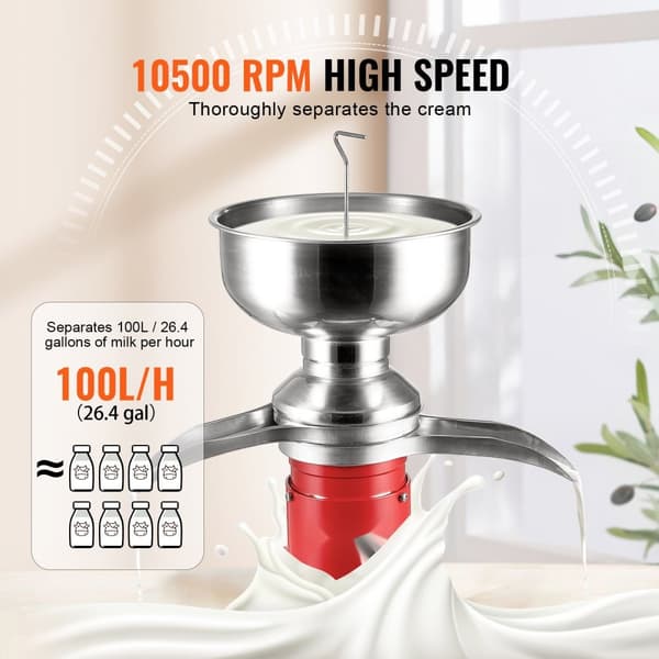 Mælkekrem centrifuge separator - Elektrisk creme separator 100L/H, 100-240V. Effektiv og pålidelig til designet til mejeriindustrien.