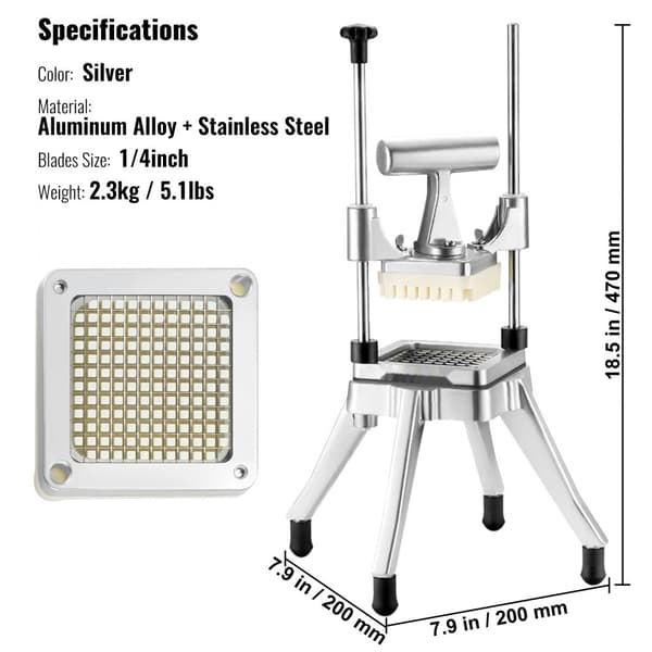 Professionel grøntsagshakker 1/4" klinge i rustfrit stål - Heavy Duty madskærer til løg, tomater, peberfrugter og svampe.