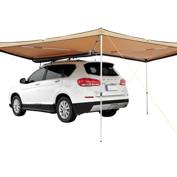 Ajoneuvon markiisi 270°, 8,2' korkeus, PU3000mm UV50+, vedenpitävä säilytyspussi, sopii kuorma-autoille ja matkailuautoille.